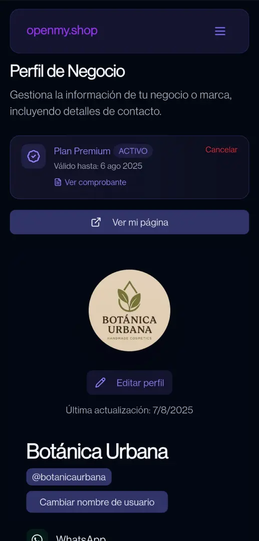 Interfaz de administración